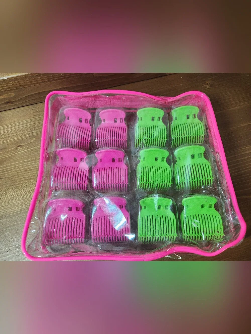 Set of 12 Pink and Green Hair Claw Clips BellaPRO Butterfly Roller Clip Set